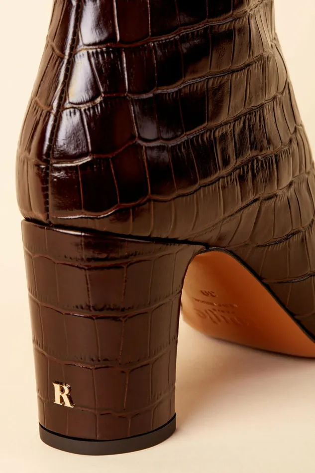 Rouje CELESTE Ankle Boots Croco Chocolat Women Shoes