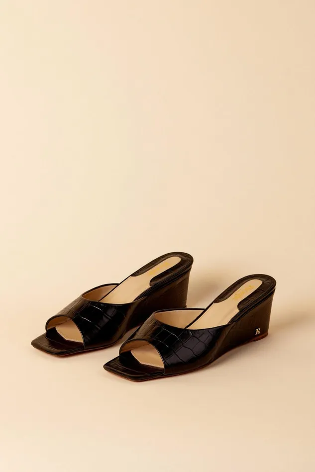 Rouje JOELLE Mules Croco Noir Women Shoes