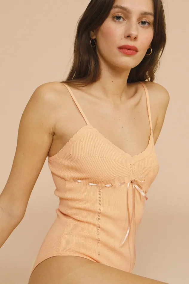 Rouje PIA Bodysuit Salmon Women Tshirts and Tank Tops