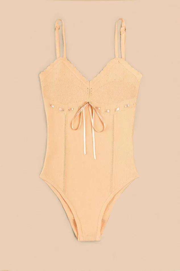 Rouje PIA Bodysuit Salmon Women Tshirts and Tank Tops