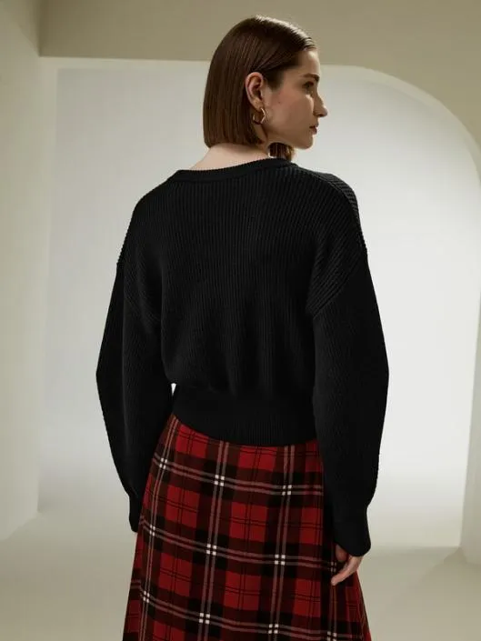 Round Neck DropShoulder Merino Wool Sweater Women Lilysilk Knitwear