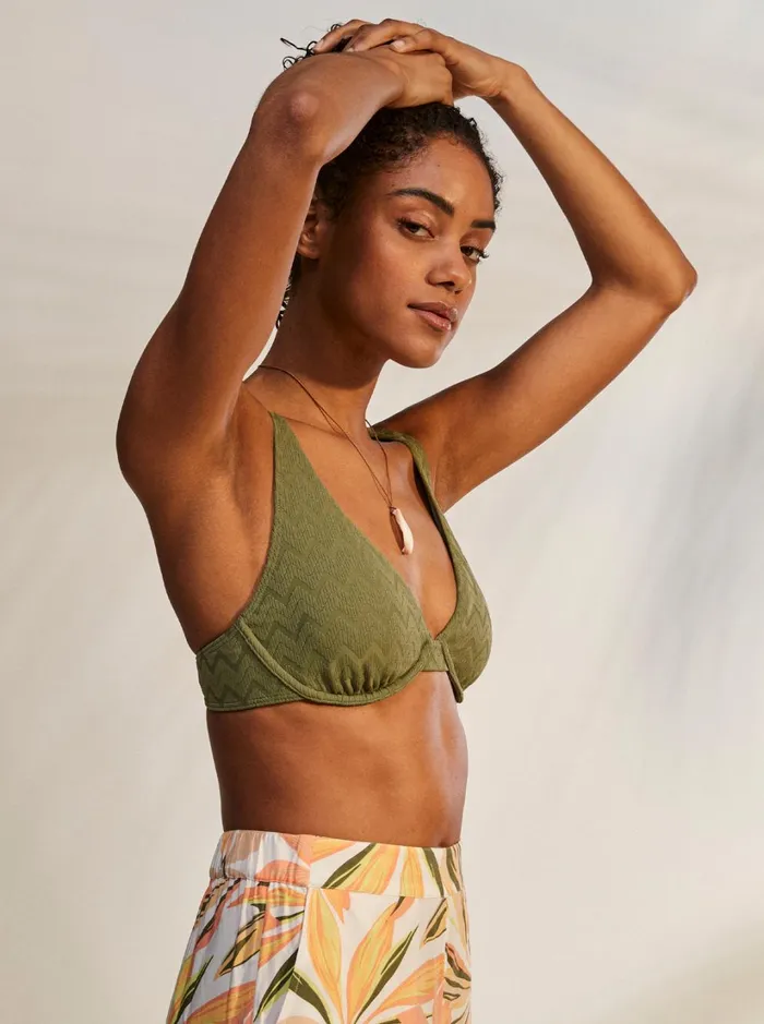 Roxy Bikinis Current Coolness DCup Underwired Bikini Top Loden Green 8211 Women