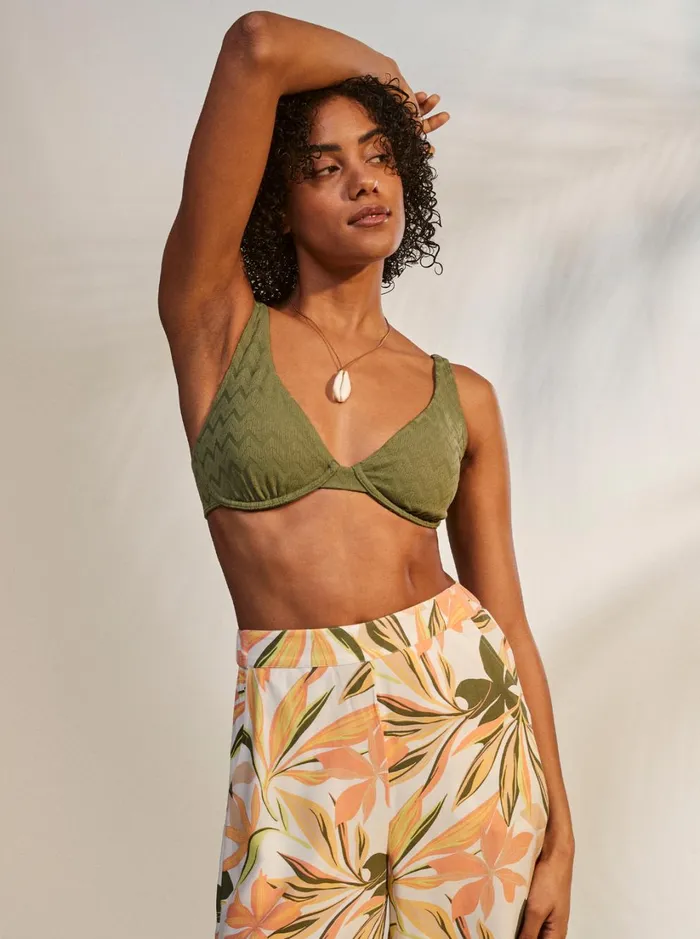 Roxy Bikinis Current Coolness DCup Underwired Bikini Top Loden Green 8211 Women