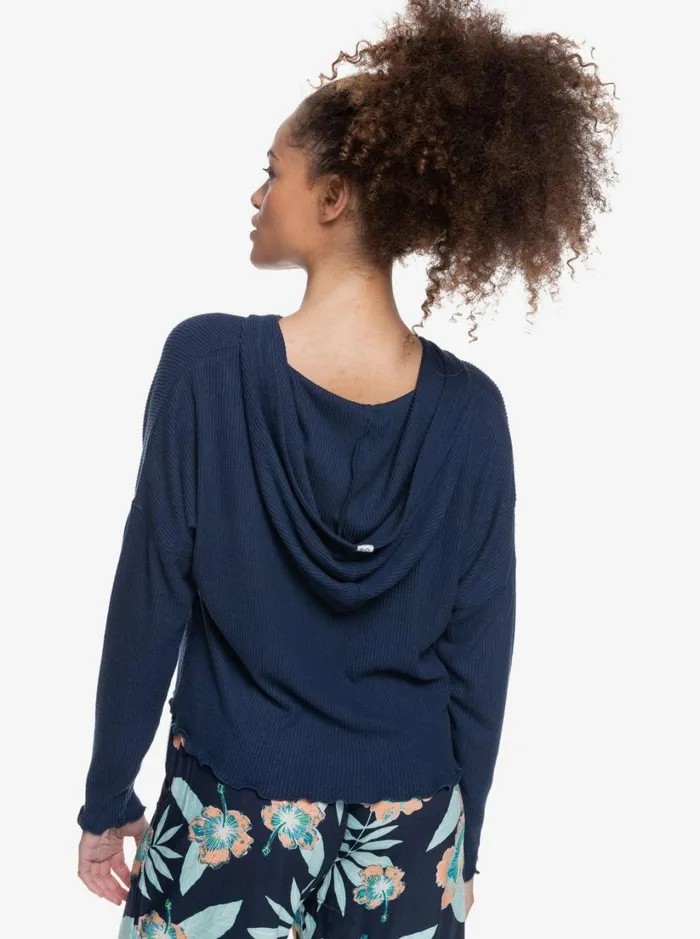 Roxy Fleece and Hoodies Cozy Day Long Sleeve Rib Knit Top Mood Indigo 8211 Women