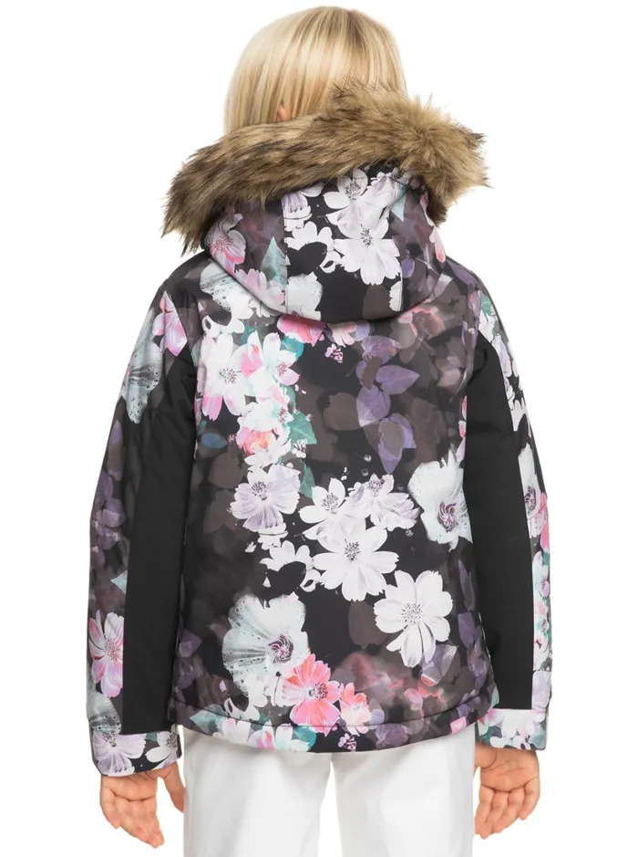 Roxy Girls Snow Girl039s 416 American Pie Technical Snow Jacket True Black Blurry Flower 8211 Women