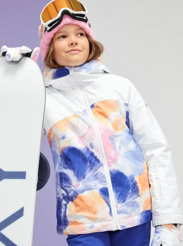 Roxy Girls Snow Girl039s 416 Greywood Technical Snow Jacket Bright White Pansy Pansy Rg 8211 Women