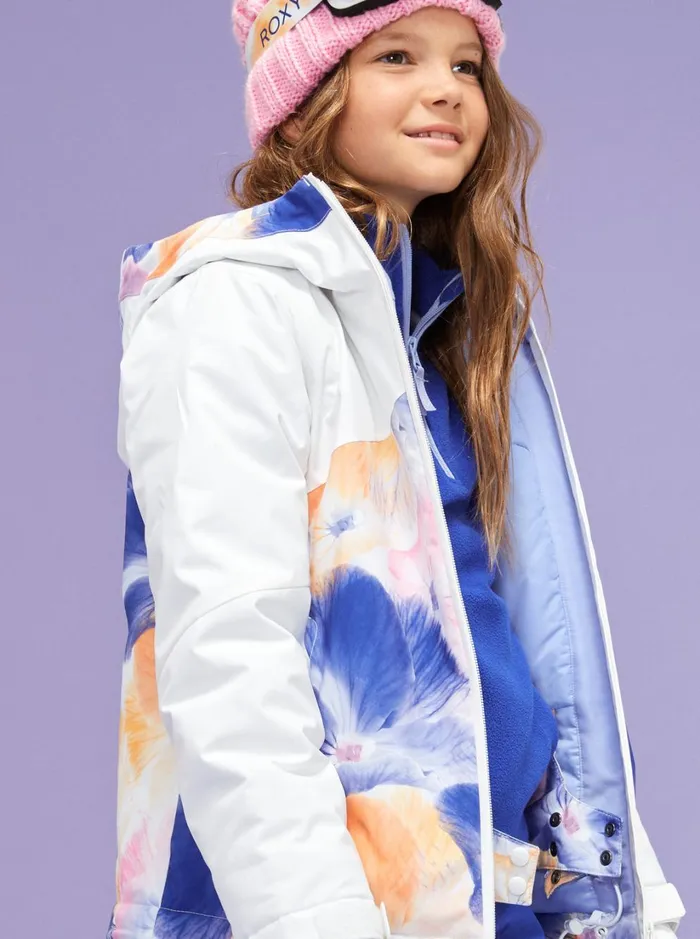 Roxy Girls Snow Girl039s 416 Greywood Technical Snow Jacket Bright White Pansy Pansy Rg 8211 Women