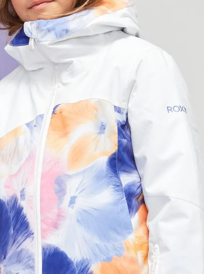 Roxy Girls Snow Girl039s 416 Greywood Technical Snow Jacket Bright White Pansy Pansy Rg 8211 Women