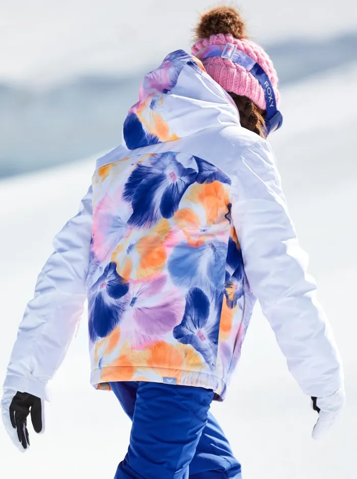 Roxy Girls Snow Girl039s 416 Greywood Technical Snow Jacket Bright White Pansy Pansy Rg 8211 Women