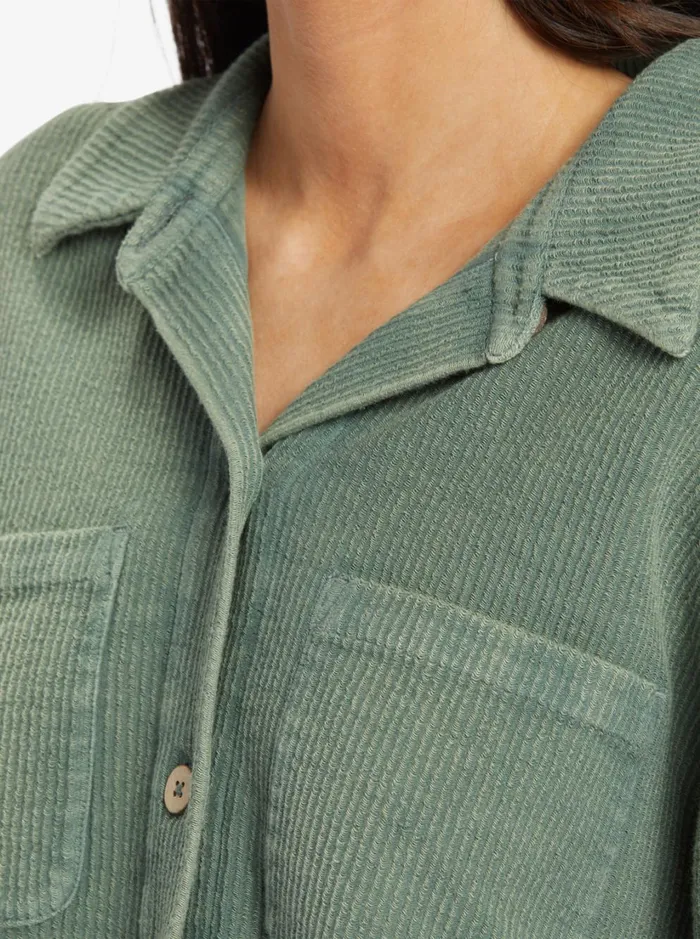Roxy Jackets Off Duty Knit Shacket Overshirt Agave Green 8211 Women