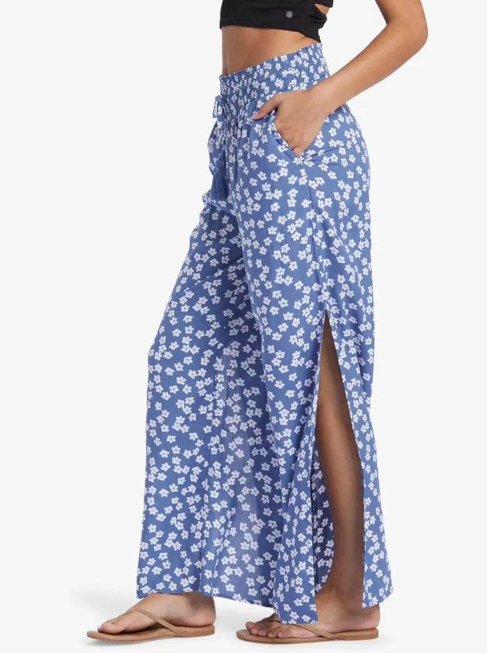 Roxy Pants and Jeans Tropical Rhythm Beach Pants Bijou Blue Floral Delight 8211 Women
