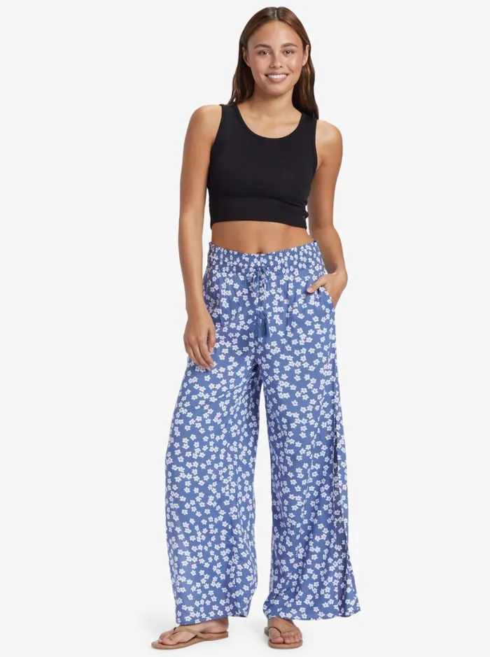 Roxy Pants and Jeans Tropical Rhythm Beach Pants Bijou Blue Floral Delight 8211 Women