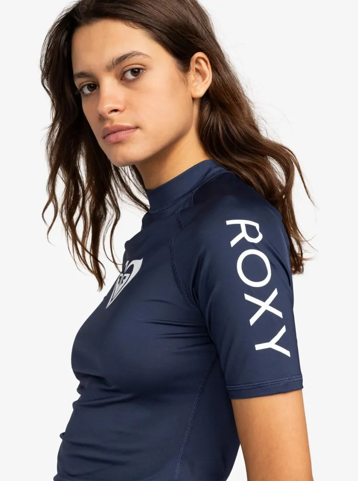 Roxy Rashguards Whole Hearted Short Sleeve UPF 50 Rashguard Mood Indigo 8211 Women