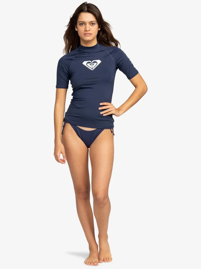 Roxy Rashguards Whole Hearted Short Sleeve UPF 50 Rashguard Mood Indigo 8211 Women