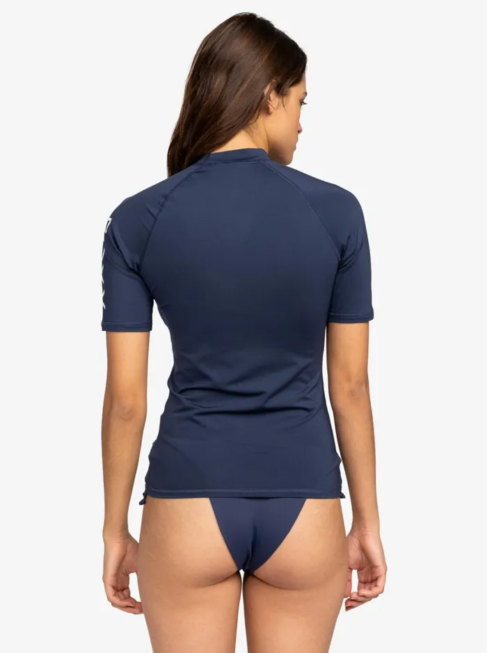 Roxy Rashguards Whole Hearted Short Sleeve UPF 50 Rashguard Mood Indigo 8211 Women
