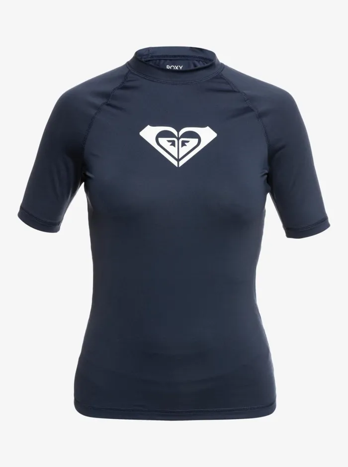 Roxy Rashguards Whole Hearted Short Sleeve UPF 50 Rashguard Mood Indigo 8211 Women