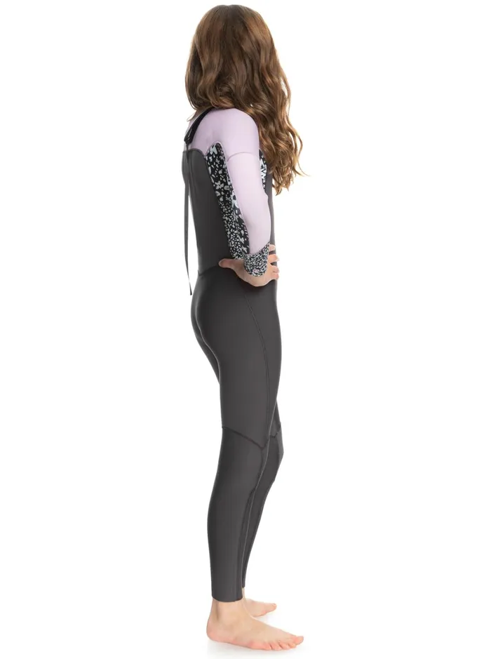 Roxy Surf Girl039s 816 43mmSwell Series Back Zip Wetsuit Jetorchid Bouquet 8211 Women