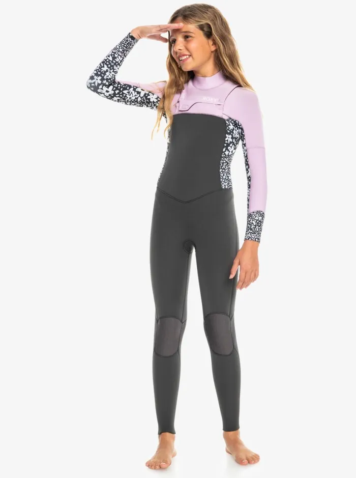 Roxy Surf Girl039s 816 43mmSwell Series Back Zip Wetsuit Jetorchid Bouquet 8211 Women