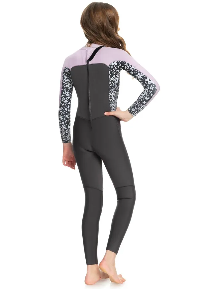 Roxy Surf Girl039s 816 43mmSwell Series Back Zip Wetsuit Jetorchid Bouquet 8211 Women