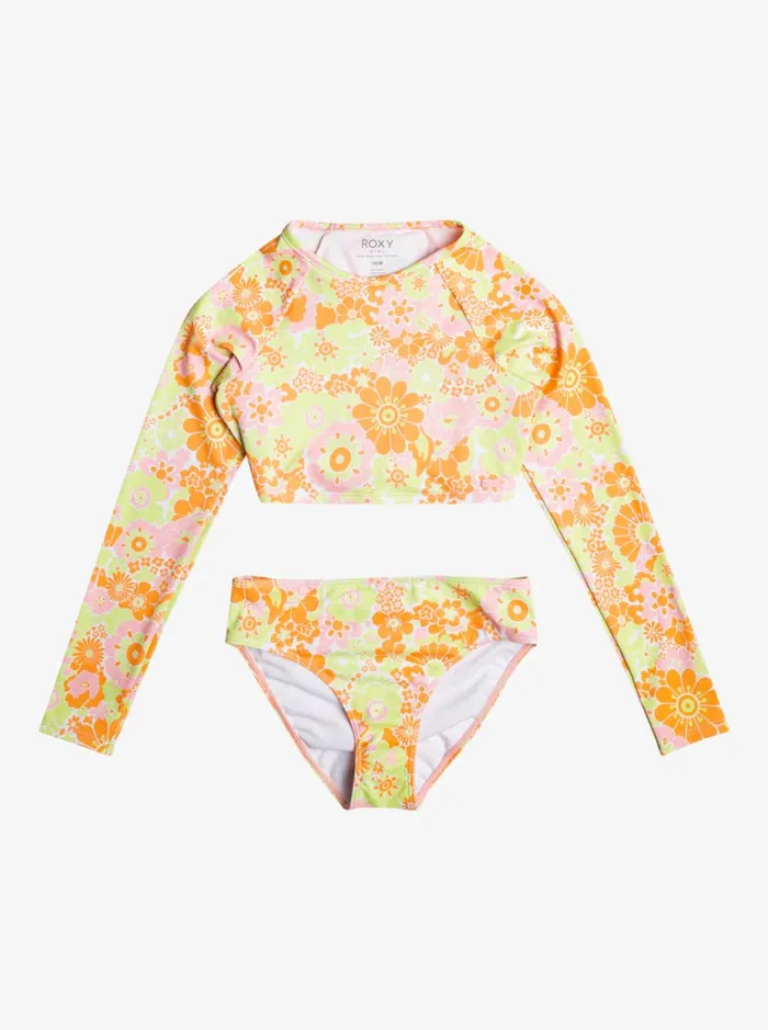 Roxy Swim Girl039s 416 Last In Paradise Cropped Long Sleeve UPF 50 Rashguard Set For Girls Mock Orange Piece Of Paradise 8211 Women Roxy Swim Girl039s 416 Last In Paradise Cropped Long Sleeve UPF 50 Rashguard Set For Girls Mock Orange Piece Of Paradise 8211 Women
