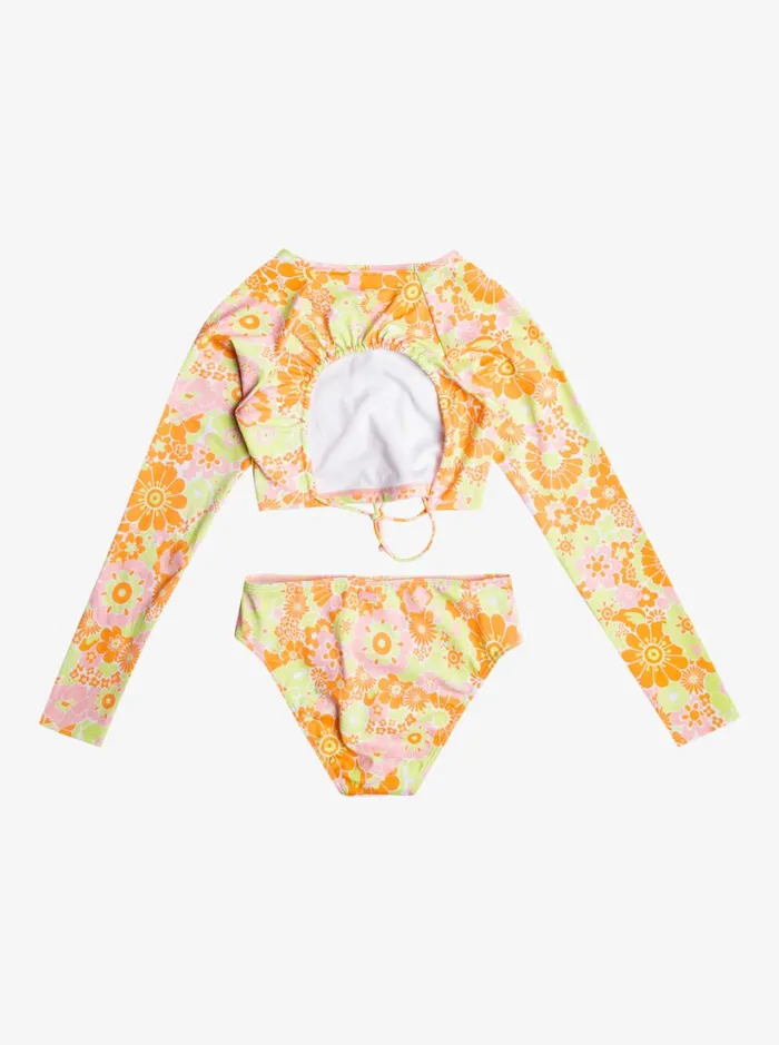 Roxy Swim Girl039s 416 Last In Paradise Cropped Long Sleeve UPF 50 Rashguard Set For Girls Mock Orange Piece Of Paradise 8211 Women