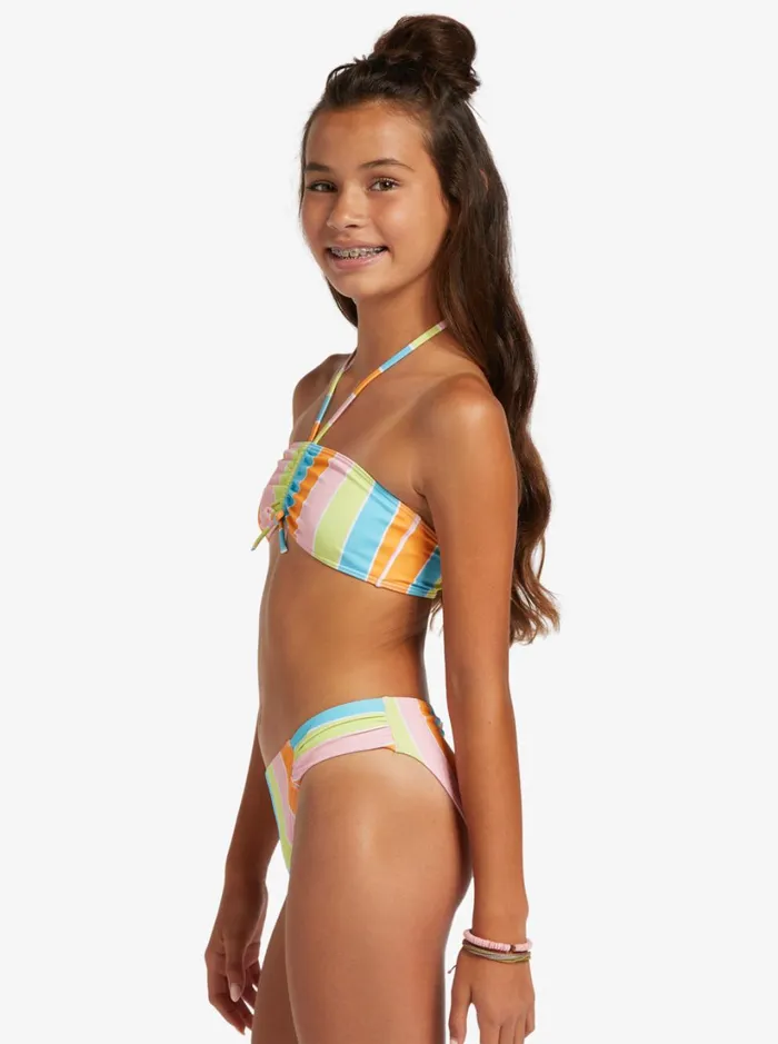 Roxy Swim Girl039s 416 Last In Paradise Two Piece Bandeau Bikini Set For Girls Bachelor Button Rainbow Rays 8211 Women