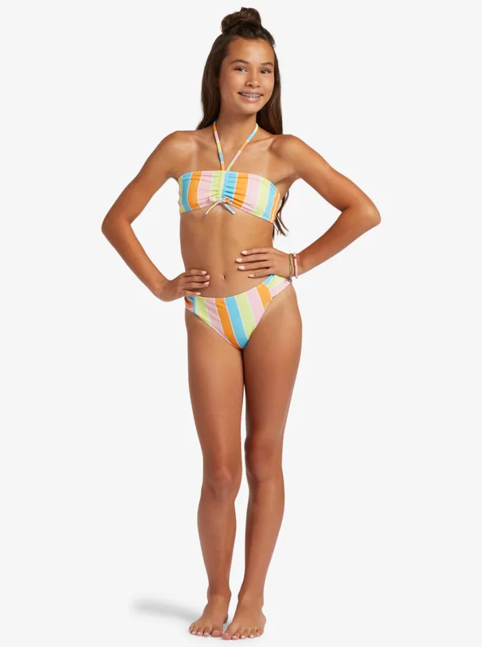 Roxy Swim Girl039s 416 Last In Paradise Two Piece Bandeau Bikini Set For Girls Bachelor Button Rainbow Rays 8211 Women