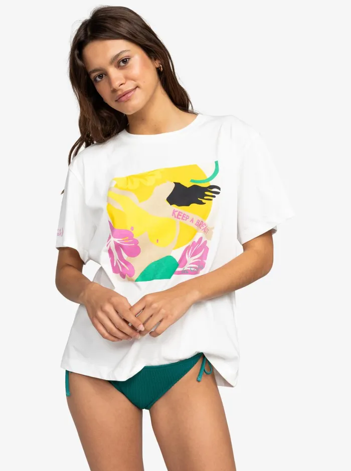 Roxy Tops Keep A Breast Day TShirt Snow White 8211 Women
