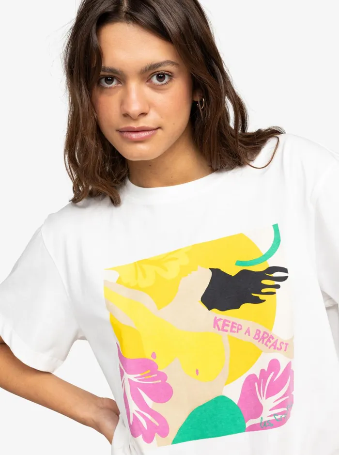 Roxy Tops Keep A Breast Day TShirt Snow White 8211 Women