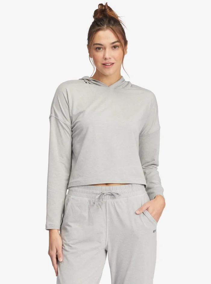 Roxy Tops Sun Might Shine Long Sleeve Hooded TShirt Heritage Heather 8211 Women Roxy Tops Sun Might Shine Long Sleeve Hooded TShirt Heritage Heather 8211 Women