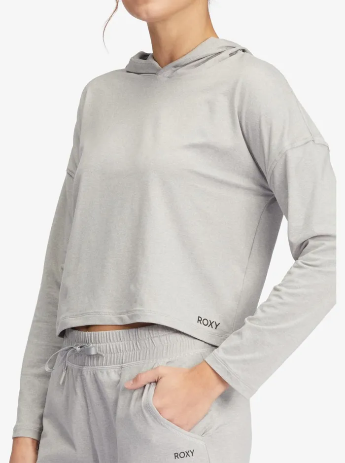 Roxy Tops Sun Might Shine Long Sleeve Hooded TShirt Heritage Heather 8211 Women