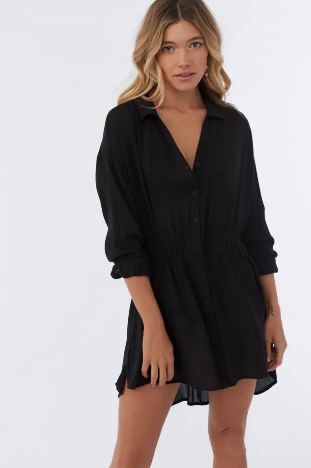 SALTWATER SOLIDS CAMI SWIM COVERUP Black Women O039NEILL Swim