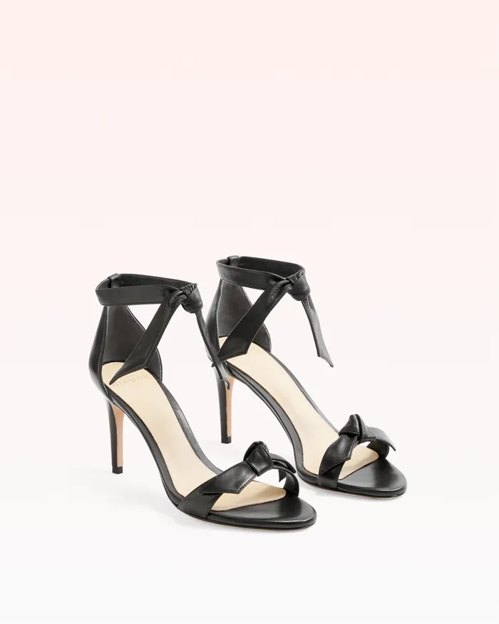 Sandals Women Alexandre Birman Designer Sandals For 8211 Clarita Bow Tie Mid Heel Sandal In Nappa Leather Alexandre Birman Black