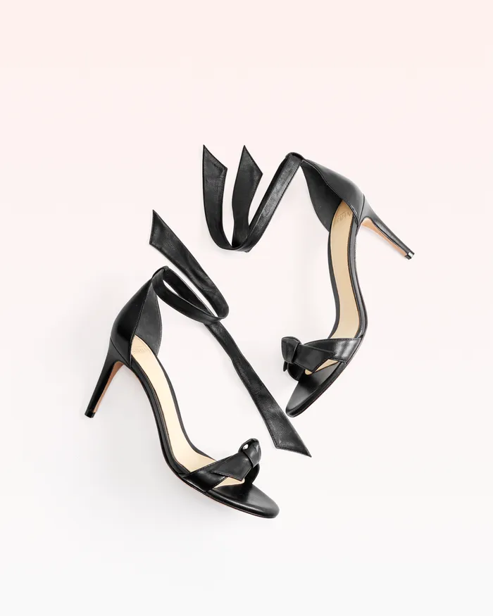 Sandals Women Alexandre Birman Designer Sandals For 8211 Clarita Bow Tie Mid Heel Sandal In Nappa Leather Alexandre Birman Black