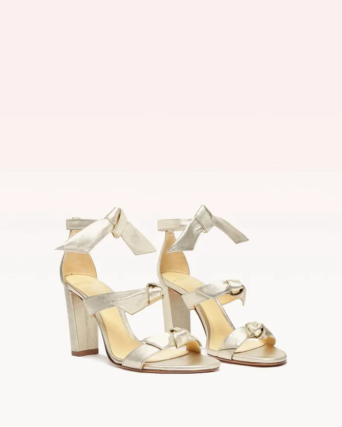 Sandals Women Alexandre Birman Lolita Block 90 Metallic Golden 8211 Gold Heels Gold