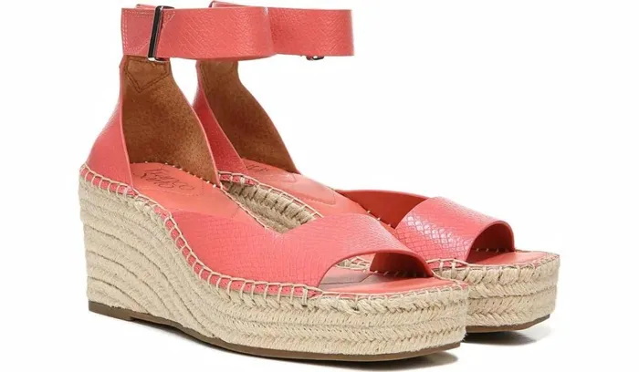 Sandals Women Franco Sarto Franco Camera Espadrille Wedge Sandal Coral Snake Print Faux Leather