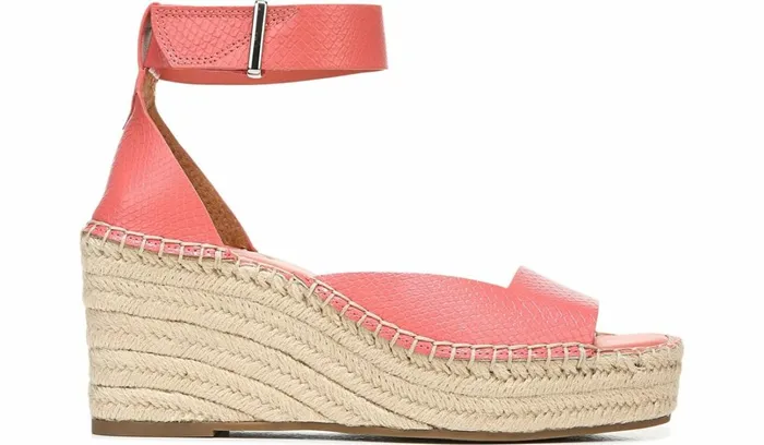 Sandals Women Franco Sarto Franco Camera Espadrille Wedge Sandal Coral Snake Print Faux Leather