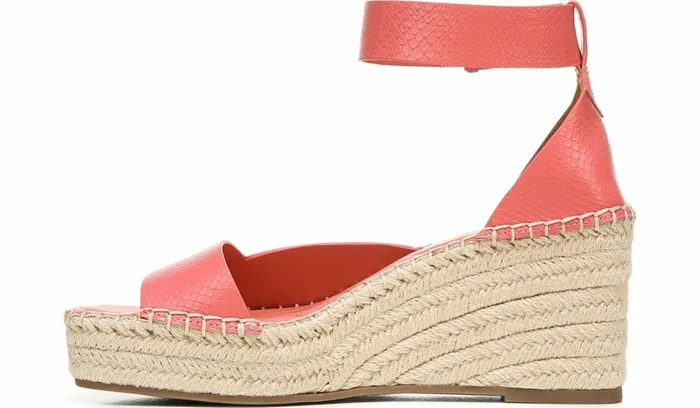 Sandals Women Franco Sarto Franco Camera Espadrille Wedge Sandal Coral Snake Print Faux Leather