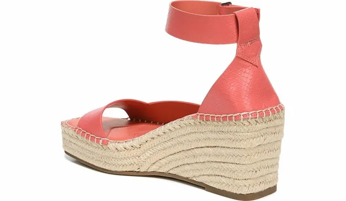Sandals Women Franco Sarto Franco Camera Espadrille Wedge Sandal Coral Snake Print Faux Leather