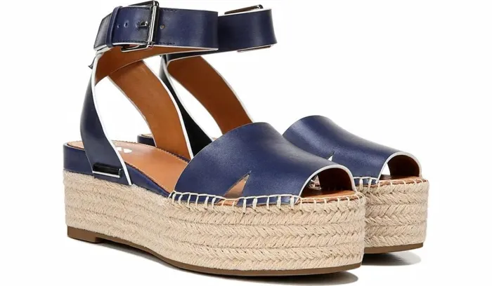 Sandals Women Franco Sarto Sarto Lexie Espadrille Platform Sandal Navy Leather