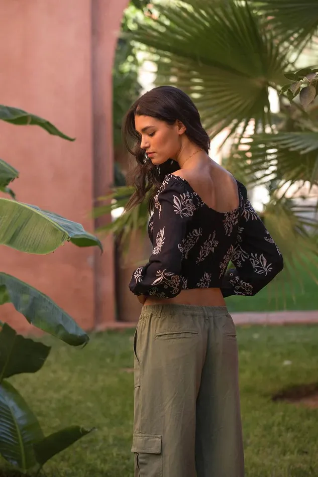 SANTI NADIA PAISLEY SMOCKED CROP TOP Women O039NEILL Collections