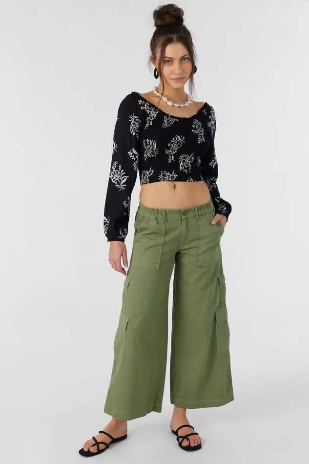 SANTI NADIA PAISLEY SMOCKED CROP TOP Women O039NEILL Collections