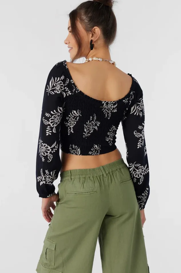 SANTI NADIA PAISLEY SMOCKED CROP TOP Women O039NEILL Collections