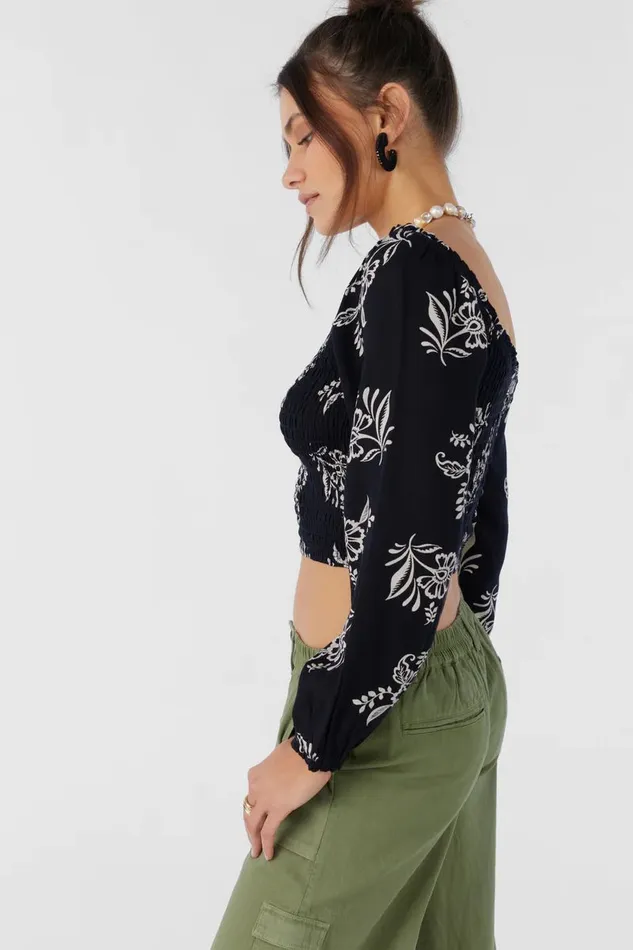 SANTI NADIA PAISLEY SMOCKED CROP TOP Women O039NEILL Collections
