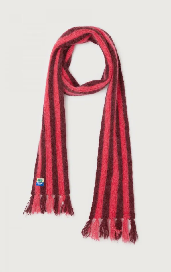 Scarf Bymi Burgundy And Hortensia Striped WomenMen American Vintage Scarves And Shawls Scarf Bymi Burgundy And Hortensia Striped WomenMen American Vintage Scarves And Shawls
