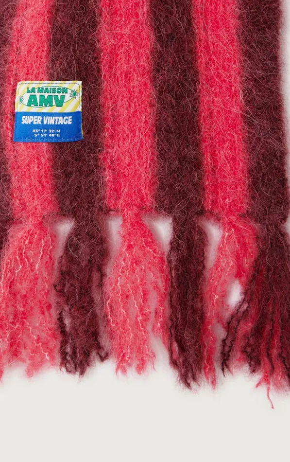 Scarf Bymi Burgundy And Hortensia Striped WomenMen American Vintage Scarves And Shawls Scarf Bymi Burgundy And Hortensia Striped WomenMen American Vintage Scarves And Shawls