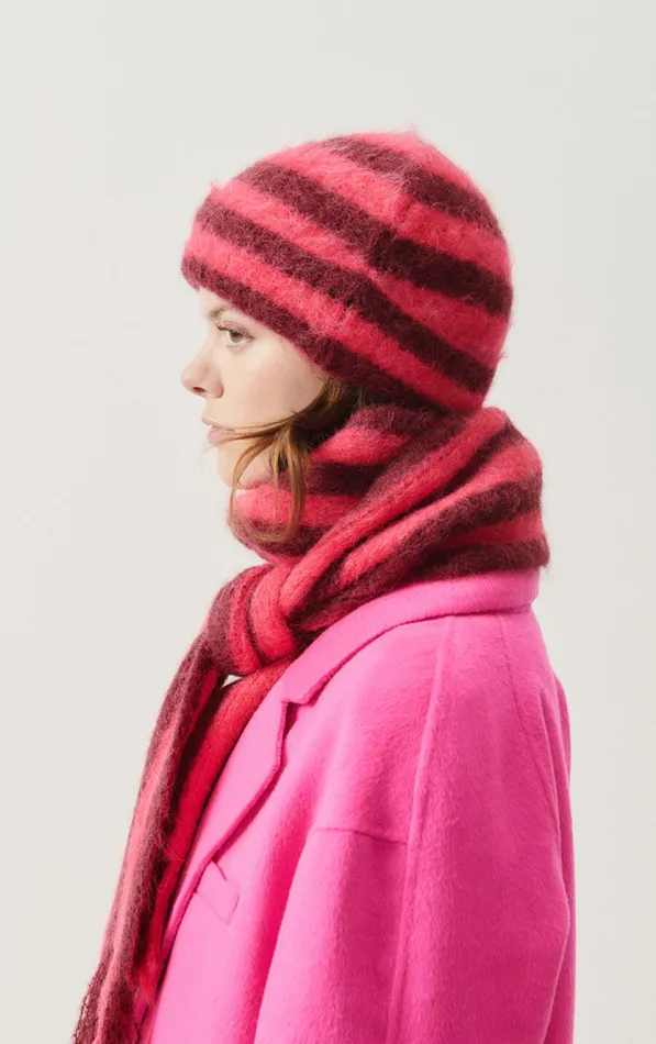Scarf Bymi Burgundy And Hortensia Striped WomenMen American Vintage Scarves And Shawls Scarf Bymi Burgundy And Hortensia Striped WomenMen American Vintage Scarves And Shawls
