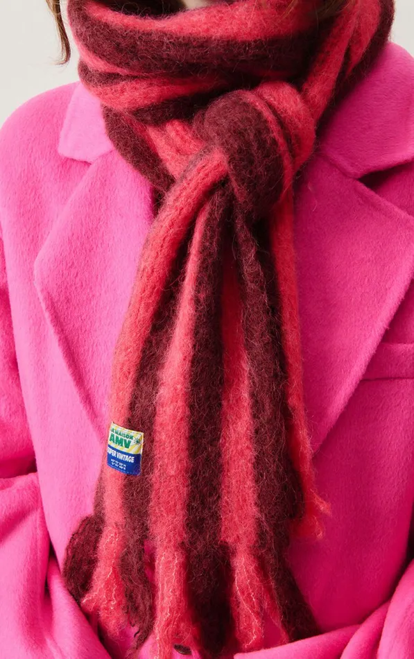 Scarf Bymi Burgundy And Hortensia Striped WomenMen American Vintage Scarves And Shawls Scarf Bymi Burgundy And Hortensia Striped WomenMen American Vintage Scarves And Shawls