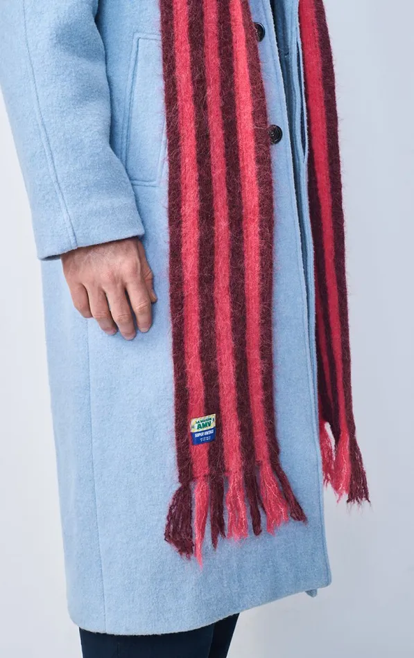 Scarf Bymi Burgundy And Hortensia Striped WomenMen American Vintage Scarves And Shawls Scarf Bymi Burgundy And Hortensia Striped WomenMen American Vintage Scarves And Shawls
