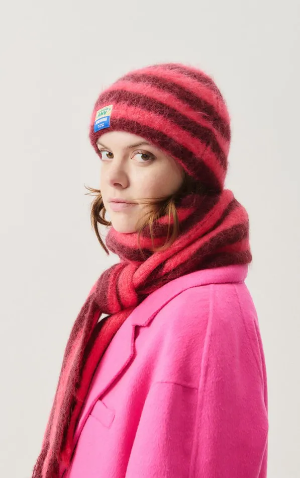 Scarf Bymi Burgundy And Hortensia Striped WomenMen American Vintage Scarves And Shawls Scarf Bymi Burgundy And Hortensia Striped WomenMen American Vintage Scarves And Shawls